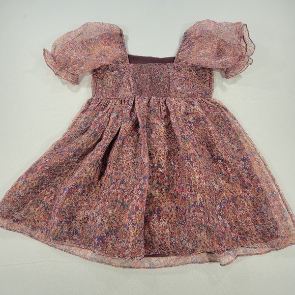 English Factory Floral Chiffon Babydoll Dress Puff Sleeve Square Neck Size 1X - Picture 7 of 11
